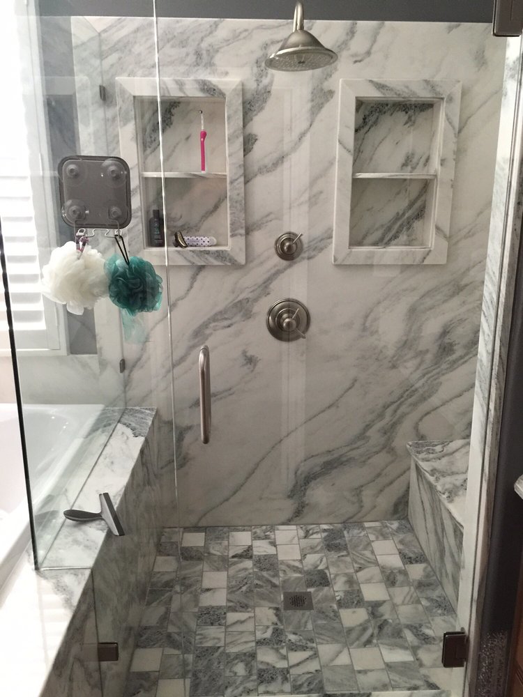 Mobile home bathroom remodel with new bathtub and shower