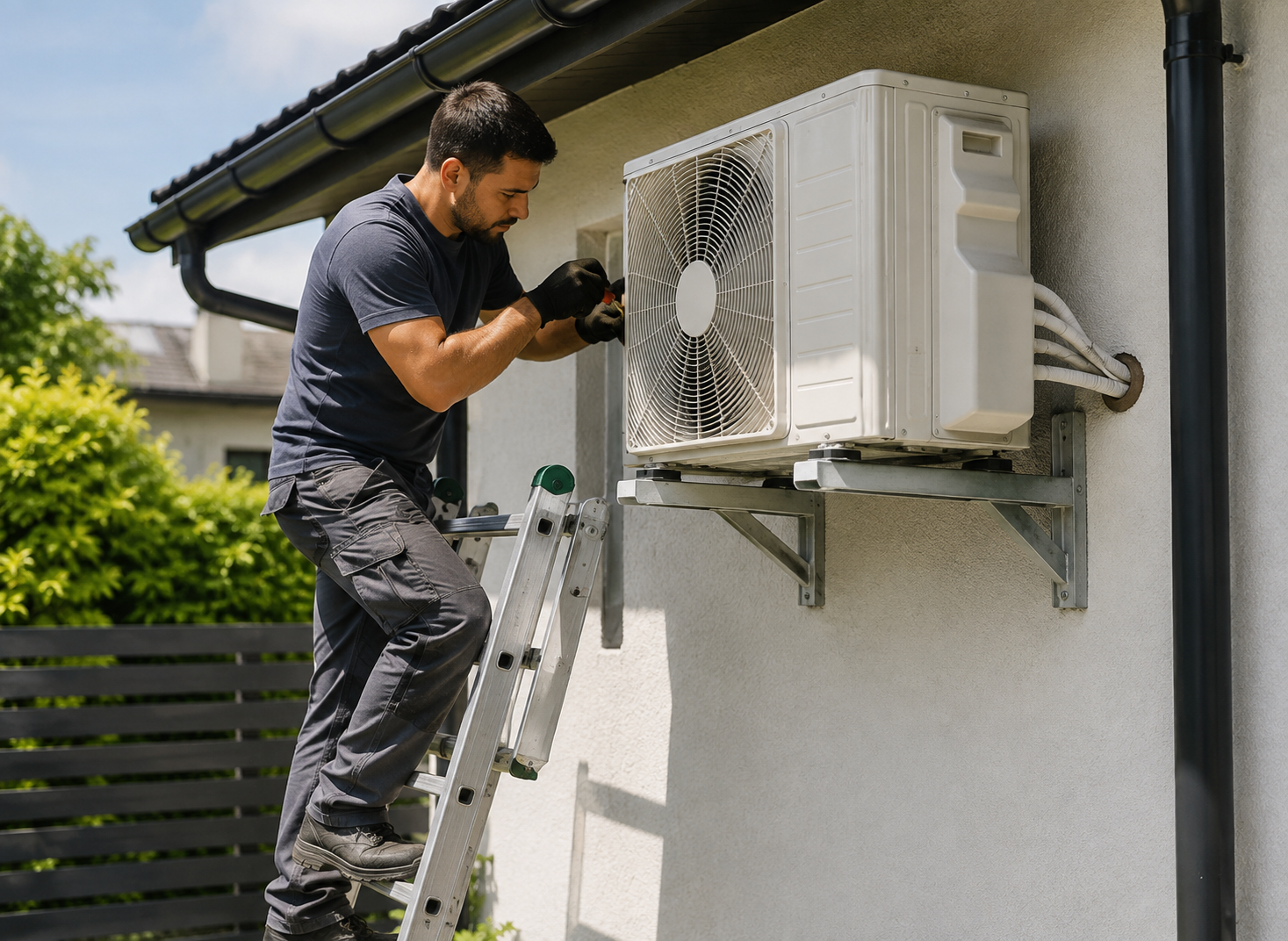 Cal Star technician servicing mobile home HVAC equipment