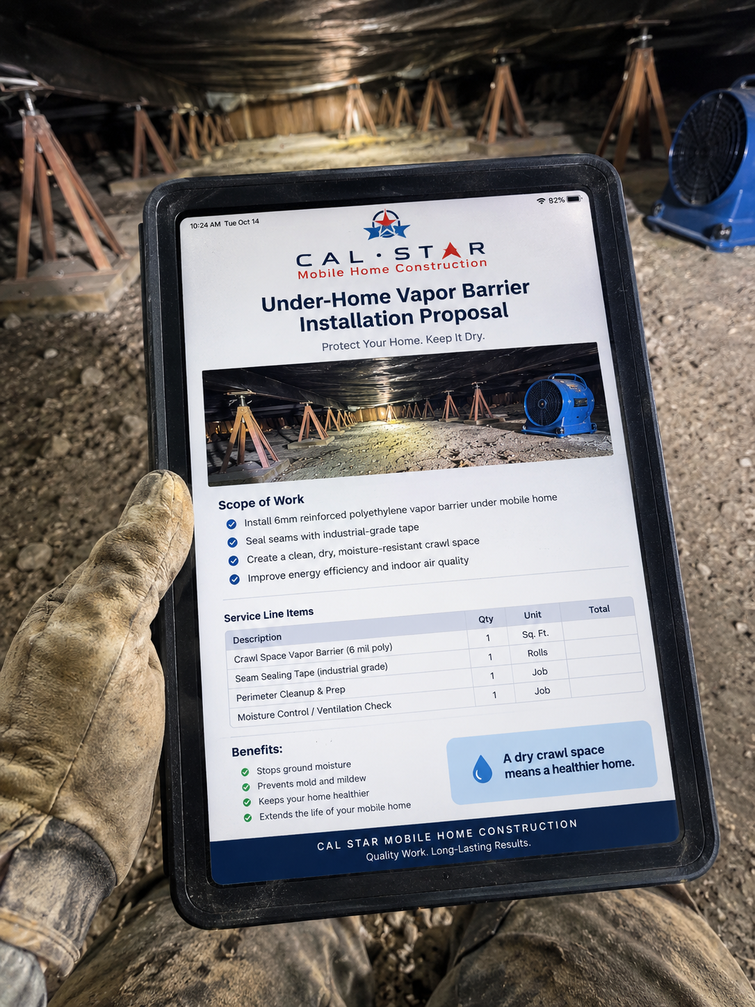 Cal Star digital estimate showing photos, descriptions, and clear pricing