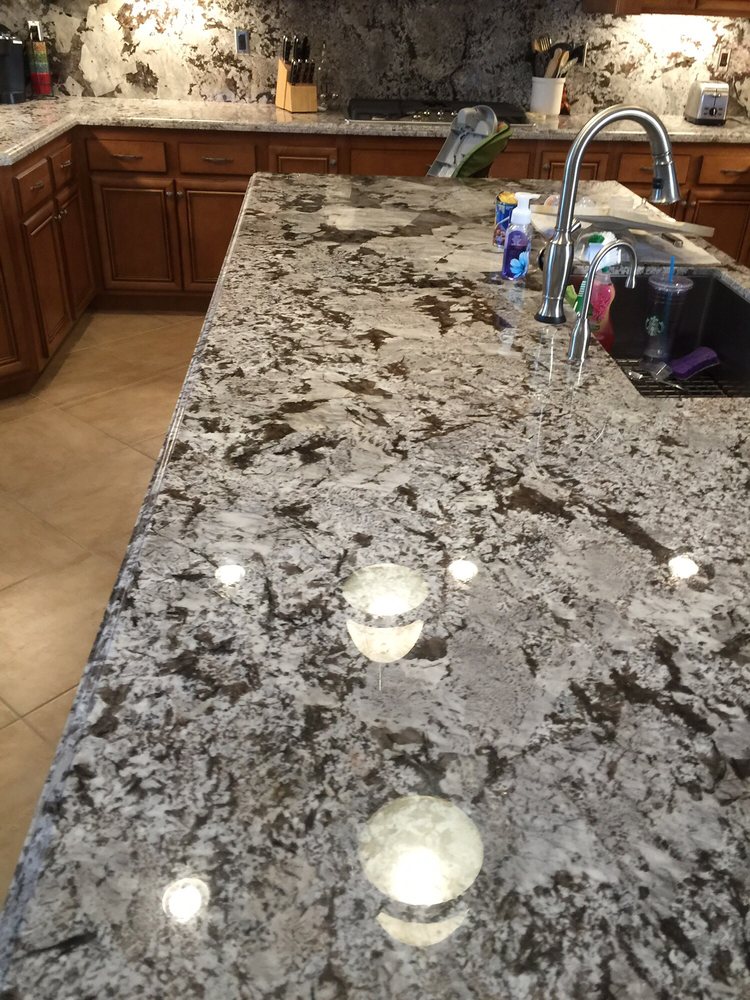 Kitchen island installed in a mobile home remodel