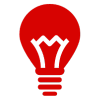 Red Light bulb icon on transparency background