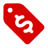 Red Price tag icon On transparency Background