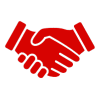 Red handshake icon On transparency Background