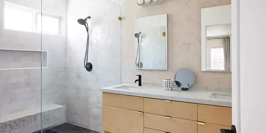 A beautiful mobile home bathroom renovation done by Cal Star Mobile team